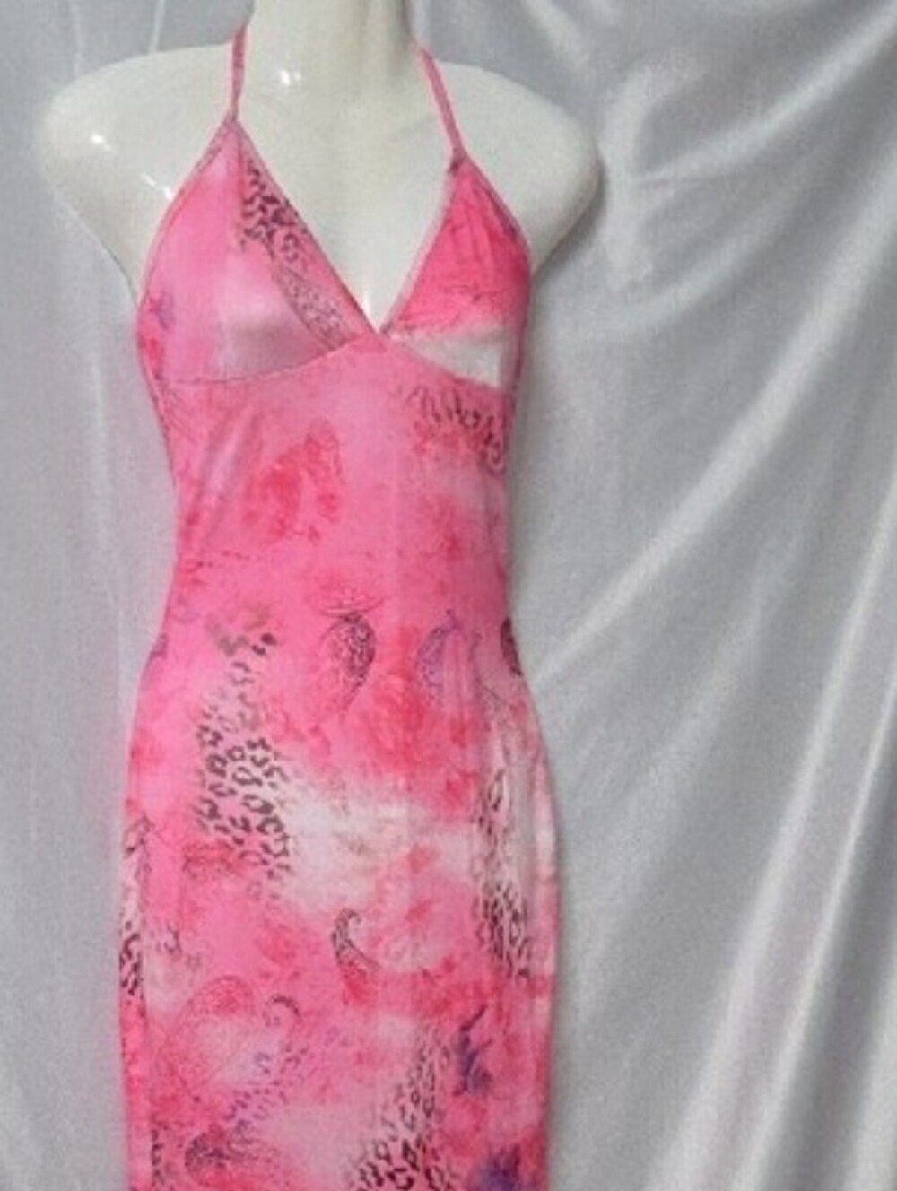 Pink Halter Maxi Dress - Elegant Women's Summer Dress Xsmall Sz
